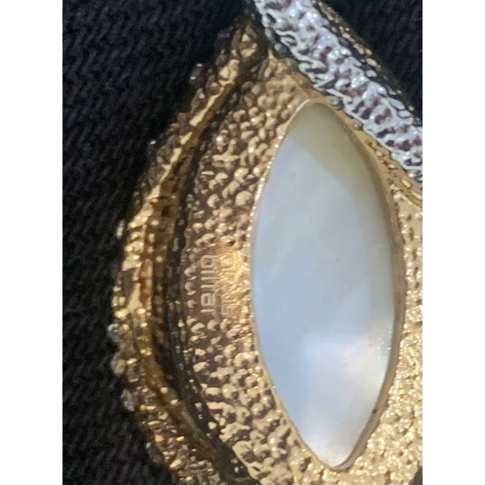 Alexis Bittar Signed Mother Of Pearl Cuff Bracelet Magnetic Closure Mixed Metal - Picture 7 of 8